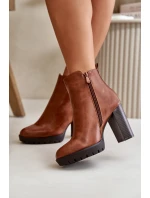 Dámské zimní botky na vysokém podpatku se zipem Camel Bioria