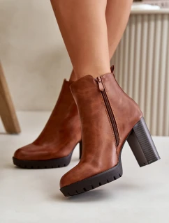 Dámské zimní botky na vysokém podpatku se zipem Camel Bioria