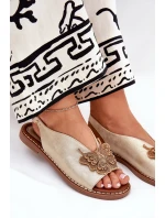 Dámské sandály na plochém podpatku se zdobením zlaté Setorina Dámské sandály na plochém podpatku se zdobením zlaté Setorina