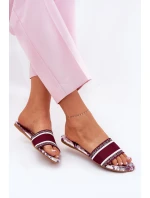 Vzory Ploché Sandály Dámské Bordó Leysi