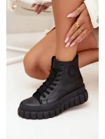 Zateplené Vysoké Tenisky Dámské Na Platformě S Zipem Černé Sarira