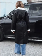 Dámský zimní kabát CHICFROST dlouhý černý kožený FashionStreet TY4991