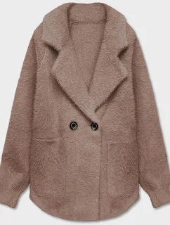 Tmavě béžový krátký přehoz přes oblečení typu alpaka (CJ65)