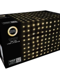 VÁNOČNÍ STROMEK SVĚTLA VENKOVNÍ / VNITŘNÍ SVĚTELNÝ ZÁVĚS 400 VEDL WW 200X200CM S DÁLKOVÝM OVLÁDÁNÍM TEPLÁ BÍLÁ