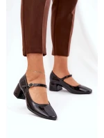 Dámské lodičky na sloupek podpatku 77-554 Černá - C.M Paris Dámské lodičky na sloupek podpatku 77-554 Černá - C.M Paris