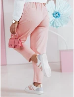 Dámské volnočasové kalhoty s páskem SOFELIA světle růžové FashionStreet UY2508