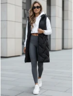 Dámská dlouhá prošívaná vesta s kapucí černá FashionStreet TY5096