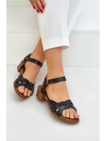 Kožené Sandály Na Jemném Podpatku Zazoo 40372 Černé Kožené Sandály Na Jemném Podpatku Zazoo 40372 Černé