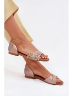 Dámské Kožené Sandály Na Ploché Podpatky Maciejka 06947-25 Zlaté