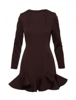 M880 Šaty s volánkovým lemem - hnědé M880 Šaty s volánkovým lemem - hnědé