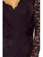 Krajkové šaty s dlouhým rukávem Numoco - černé