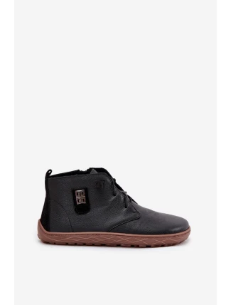 Dámské kožené barefoot polobotky s ozdobným detailem Zazoo – černé