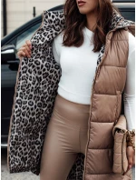 Dámská přechodná prošívaná vesta ELEGANCIO s kapucí oboustranná velbloudí FashionStreet TY4656
