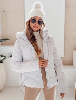 Dámská zimní bunda LOVEWARM krátká prošívaná s kapucí bílá FashionStreet TY5042