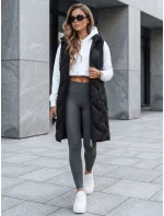 Dámská dlouhá prošívaná vesta s kapucí černá FashionStreet TY5096