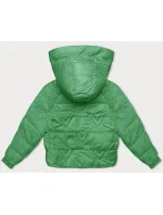 Zelená dámská bunda pro přechodné období s károvanou podšívkou (842)