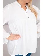 Dámská viskózová halenka Plus Size s volánovým rukávem a výstřihem do V bílá Dámská viskózová halenka Plus Size s volánovým rukávem a výstřihem do V bílá
