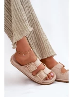 Dámské Sandály S Přezkami A Dekorativním Obšitím Béžové Visley