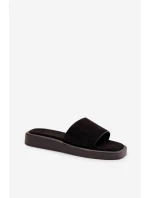 Dámské Pantofle Na Platformě Z Eko Semiše Černé Jorina