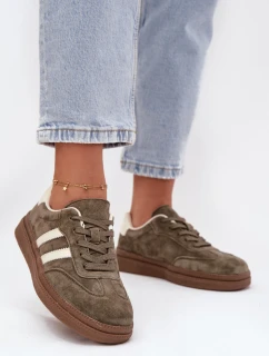 Dámské semišové tenisky na platformě tmavě zelené Sylviona