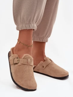 Dámské nazouváky s teplou podšívkou s přezkou Béžové Sylisse