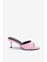Lakované pantofle z imitace kůže na podpatku Růžové Melissea