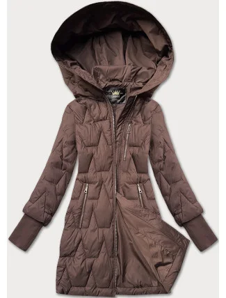 Hnědá dámská prošívaná bunda pro přechodné období s látkovými stahovacími lemy Libland (LD-7775) Hnědá dámská prošívaná bunda pro přechodné období s látkovými stahovacími lemy Libland (LD-7775)