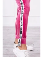 Velurová souprava s ozdobnými stuhami fuchsiová