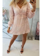 Šaty s ozdobnými volánky pudrově růžové Šaty s ozdobnými volánky pudrově růžové