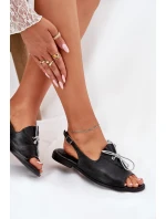 Kožené ploché sandály Zazoo 2898 černé