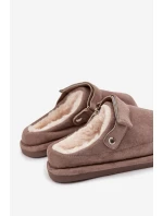 Dámské pantofle s páskem Vyhřívané s kožíškem Tmavě béžové Rilena