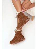 Dámské semišové sněhule s kožešinkou Big Star – hnědé