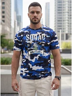 Pánské modré tričko s vojenským potiskem FashionStreet NX2005R Pánské modré tričko s vojenským potiskem FashionStreet NX2005R