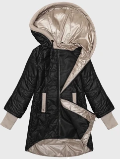 Černá dámská prošívaná bunda s ozdobnými stahovacími lemy S'West (B8345-1)