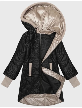 Černá dámská prošívaná bunda s ozdobnými stahovacími lemy S'West (B8345-1) Černá dámská prošívaná bunda s ozdobnými stahovacími lemy S'West (B8345-1)