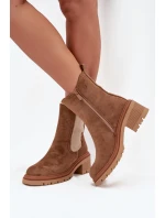 Dámské zateplené chelsea boty na klínovém podpatku tmavě béžové Zoralia Dámské zateplené chelsea boty na klínovém podpatku tmavě béžové Zoralia