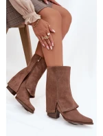 Dámské zimní kozačky s otočeným lemem Vinceza 16516 Béžové