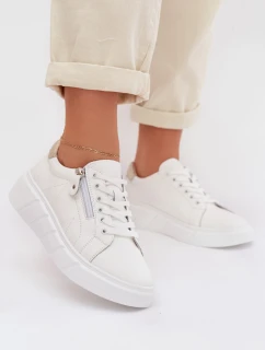 Kožené dámské polobotky s zipem bílé Althea