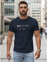 Pánské tričko s velkým nápisem, bavlněné, tmavě modré, FashionStreet NX5137R
