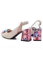 Béžové zdobené lodičky na podpatku Vinceza 62278