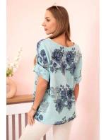 Dámská bavlněná halenka s krátkým rukávem a květinovým vzorem mincovna