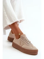 Zazoo N1100S2 Dámské semišové tenisky na platformě béžové