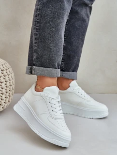 Dámské Tenisky Na Platformě S Dekorativním Šněrováním Bílé Mistra