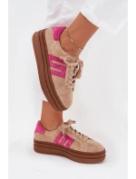 Dámské tenisky na platformě z přírodní semiš béžovo-růžové Eldira Dámské tenisky na platformě z přírodní semiš béžovo-růžové Eldira