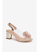 Sandály na podpatku s ozdobou D&A MR52-238 zlaté
