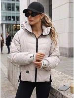Dámská prošívaná bunda s kapucí, světle béžová, FashionStreet TY5761 Dámská prošívaná bunda s kapucí, světle béžová, FashionStreet TY5761