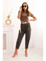 Kalhoty Summer Punto se zapínáním na nohavicích tmavé khaki