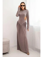 Dámská dlouhá šaty z viskózy s rolákem a odhalenými zády fango