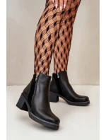 Dámské Botky Z Eko Kůže Na Podpatku Zateplené Černé Revianna