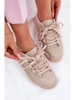 Dámské tenisky se zdobením na platformě béžové Eanneth
